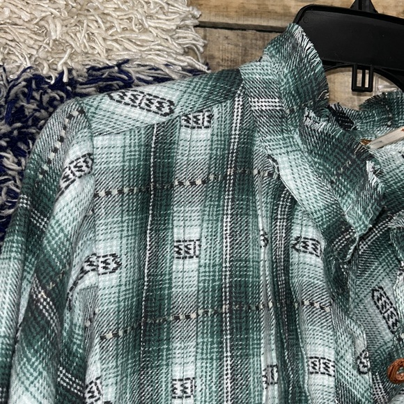 NWOT Free People Redwood Flannel Mini Dress Babydoll Ruffled Plaid Z405 - Picture 4 of 5